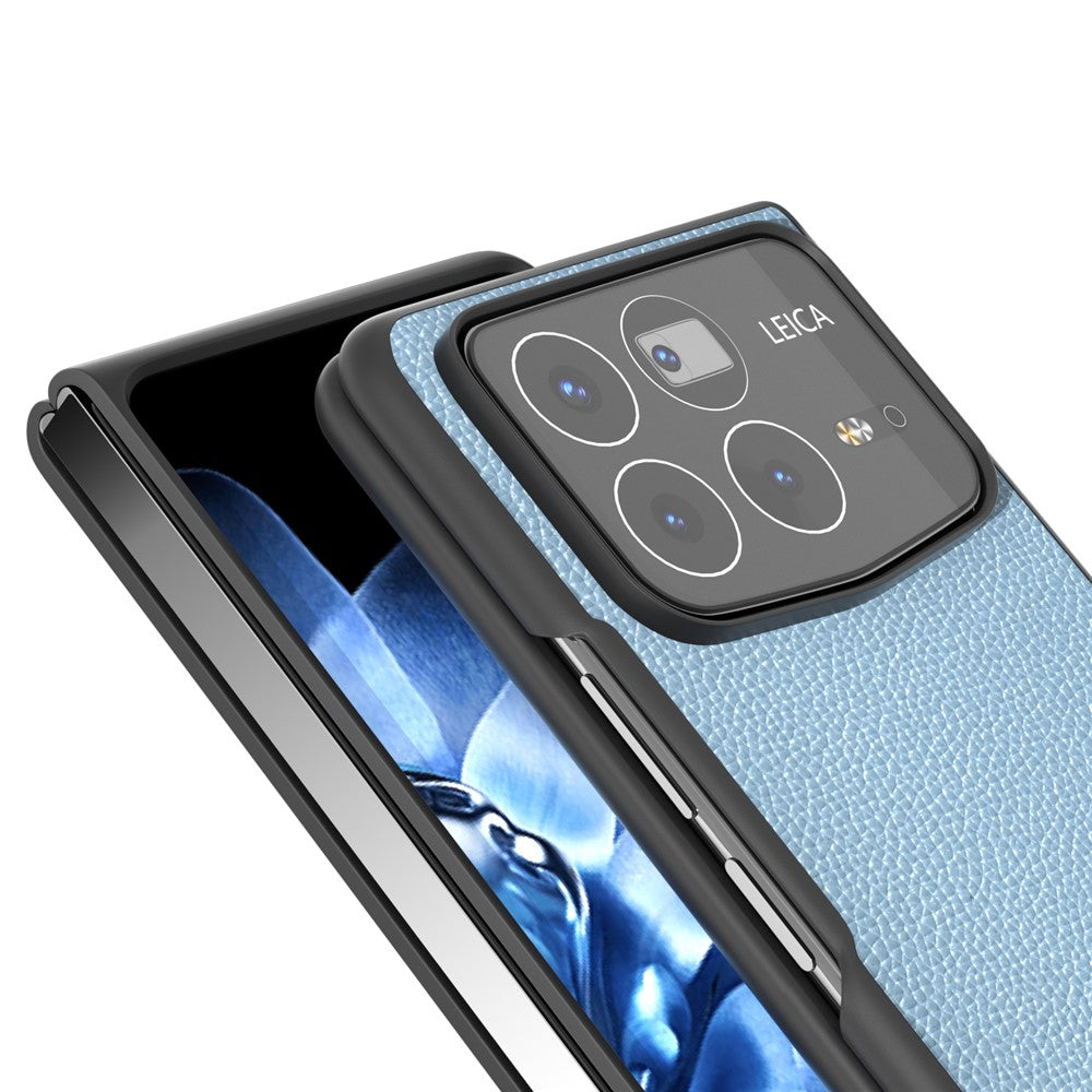 ABEEL For Xiaomi Mix Fold 4 5G Case Litchi Texture Genuine Cow Leather+PC Phone Cover