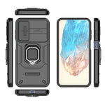 For Samsung Galaxy M35 5G Case PC+TPU Kickstand Phone Protector with Lens Cover