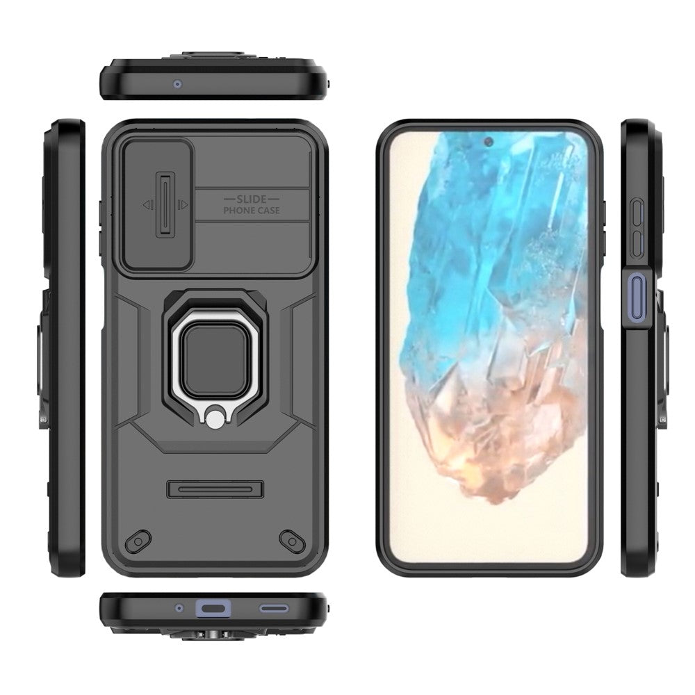 For Samsung Galaxy M35 5G Case PC+TPU Kickstand Phone Protector with Lens Cover
