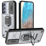 For Samsung Galaxy M35 5G Case PC+TPU Kickstand Phone Protector with Lens Cover