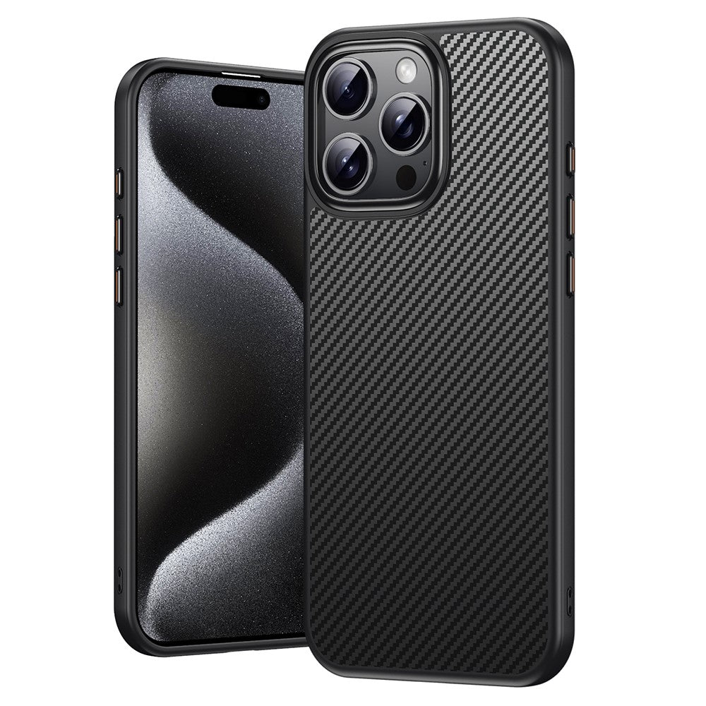 Til iPhone 16 Pro Magnetisk Etui Kompatibel med MagSafe Kulfiber Tekstur PC + TPU Cover