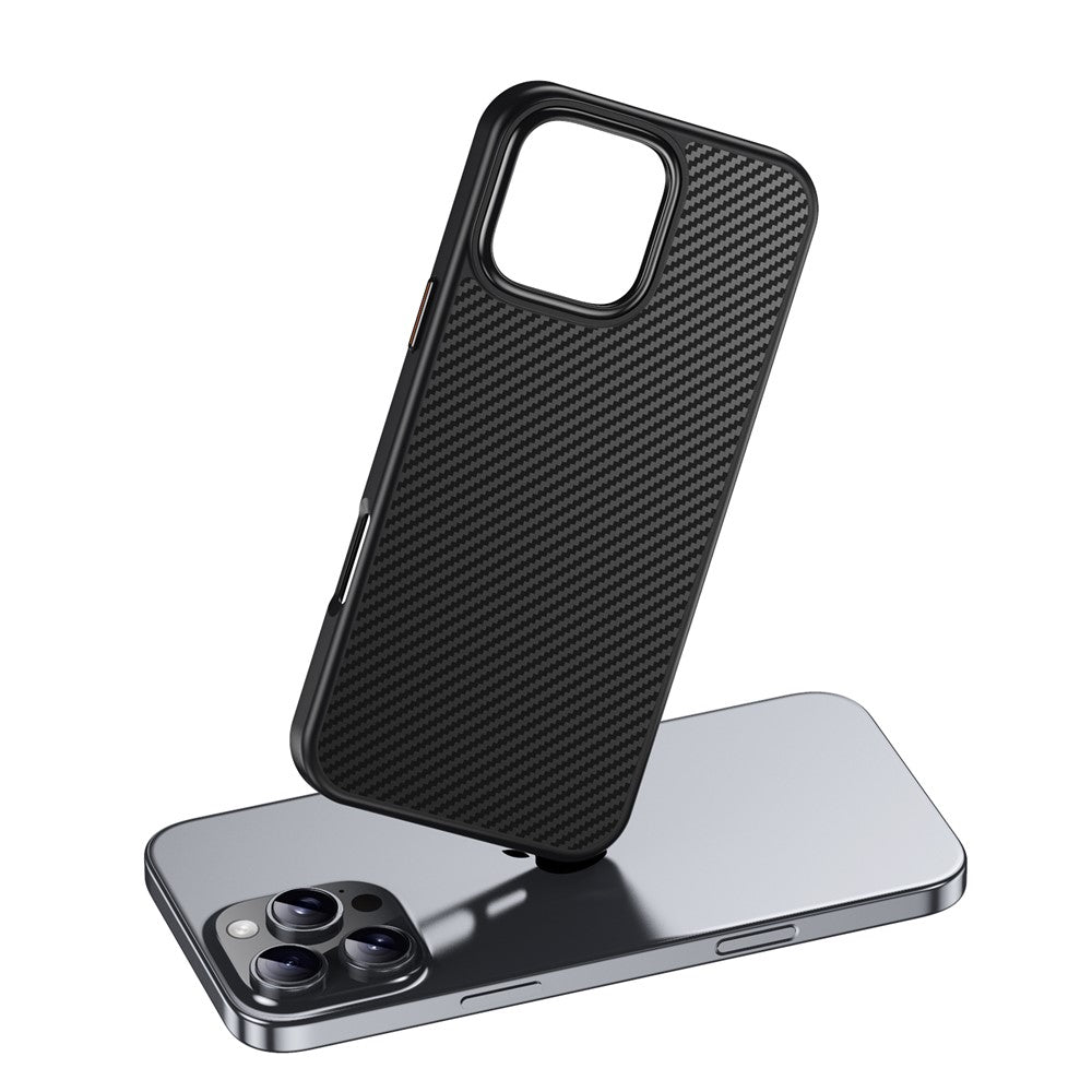 Til iPhone 16 Pro Magnetisk Etui Kompatibel med MagSafe Kulfiber Tekstur PC + TPU Cover