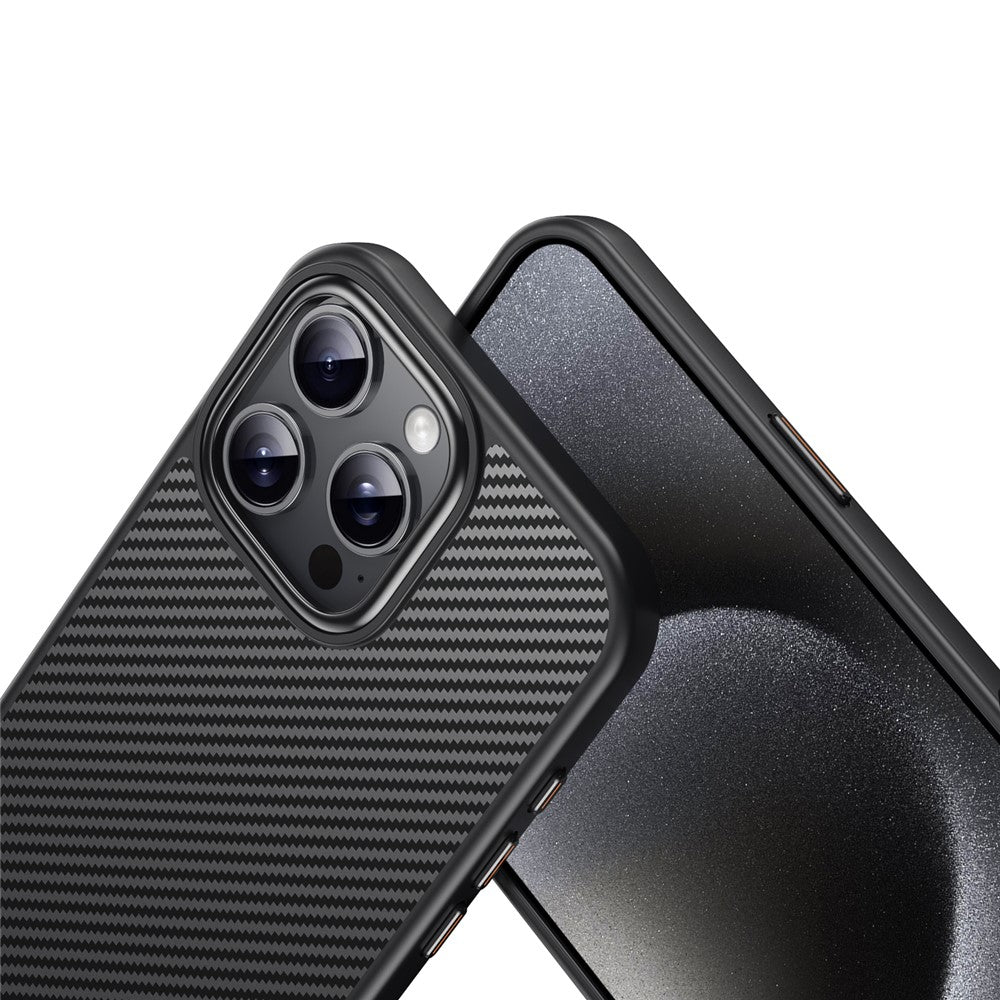Til iPhone 16 Pro Magnetisk Etui Kompatibel med MagSafe Kulfiber Tekstur PC + TPU Cover