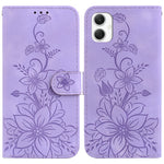 For Samsung Galaxy A06 4G Case Lily Flower Imprint Leather Phone Cover with Stand