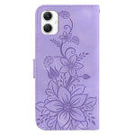 For Samsung Galaxy A06 4G Case Lily Flower Imprint Leather Phone Cover with Stand