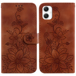 For Samsung Galaxy A06 4G Case Lily Flower Imprint Leather Phone Cover with Stand