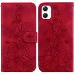 For Samsung Galaxy A06 4G Case Lily Flower Imprint Leather Phone Cover with Stand