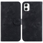 For Samsung Galaxy A06 4G Case Lily Flower Imprint Leather Phone Cover with Stand