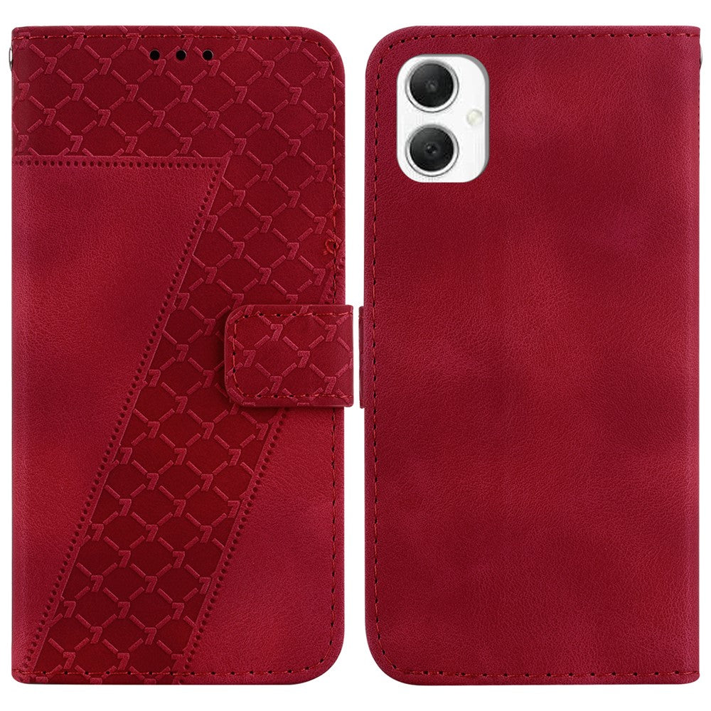 For Samsung Galaxy A06 4G Stand Case 7-Shaped Pattern Imprint Leather Phone Cover