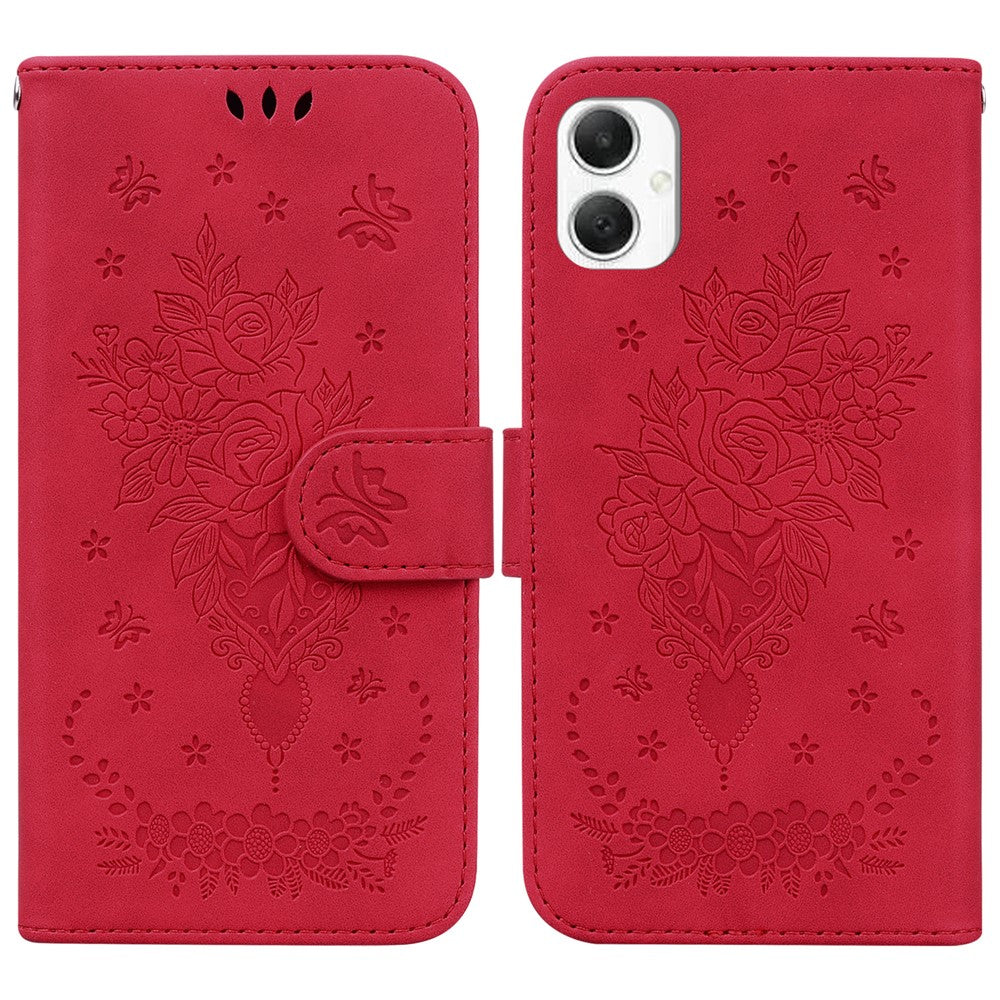 For Samsung Galaxy A06 4G Case PU Leather Wallet Phone Cover Butterfly Flower Imprint