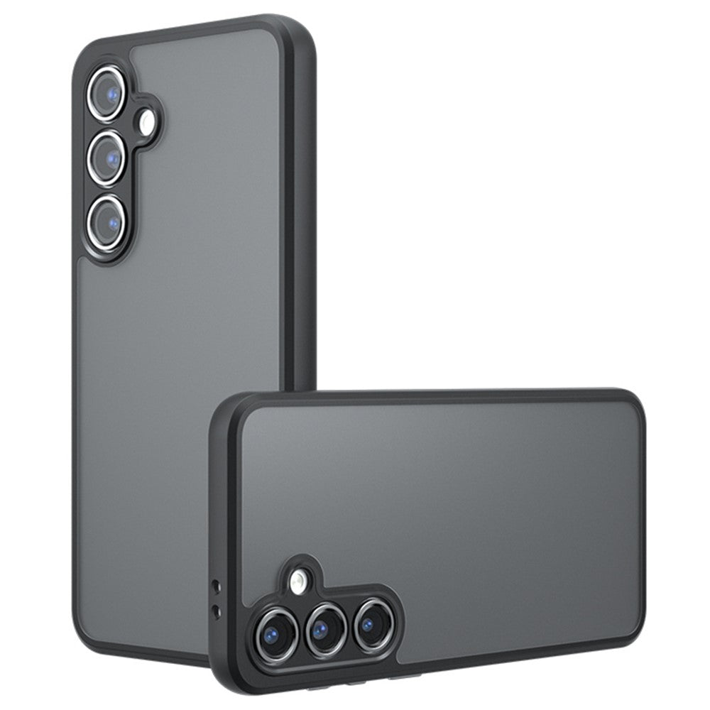 For Samsung Galaxy S24 FE Case Skin-Touch TPU + PC Matte Phone Back Cover, Transparent Black