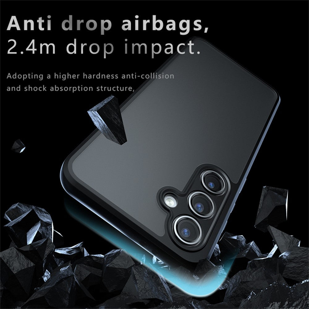 For Samsung Galaxy S24 FE Case Skin-Touch TPU + PC Matte Phone Back Cover, Transparent Black