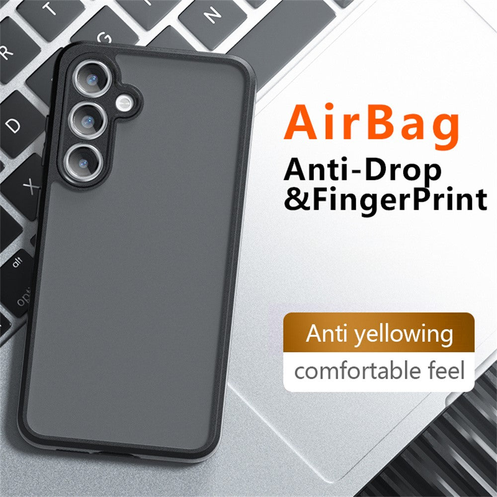 For Samsung Galaxy S24 FE Case Skin-Touch TPU + PC Matte Phone Back Cover, Transparent Black