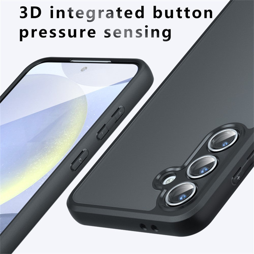 For Samsung Galaxy S24 FE Case Skin-Touch TPU + PC Matte Phone Back Cover, Transparent Black