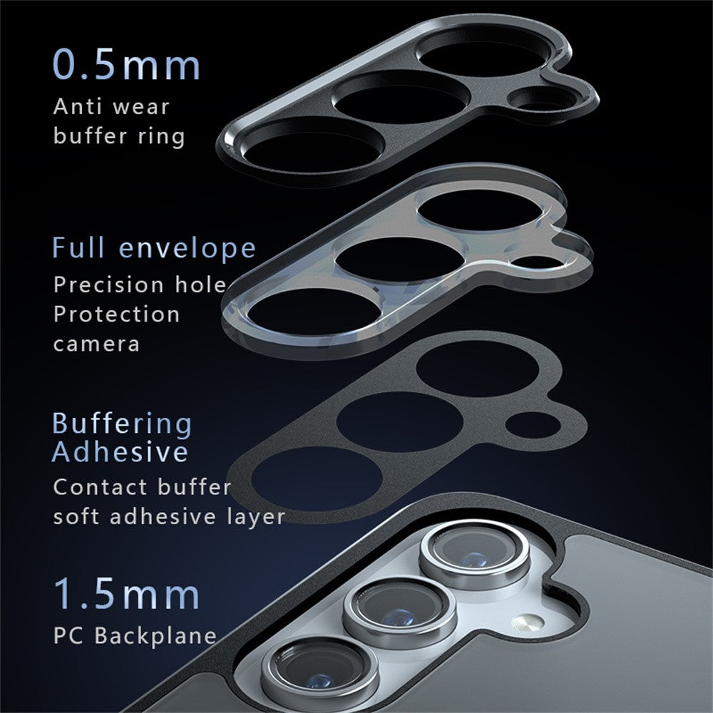 For Samsung Galaxy S24 FE Case Skin-Touch TPU + PC Matte Phone Back Cover, Transparent Black