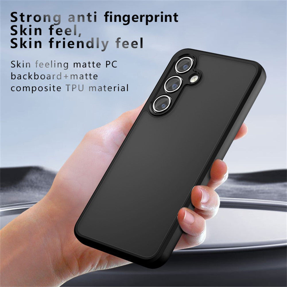 For Samsung Galaxy S24 FE Case Skin-Touch TPU + PC Matte Phone Back Cover, Transparent Black