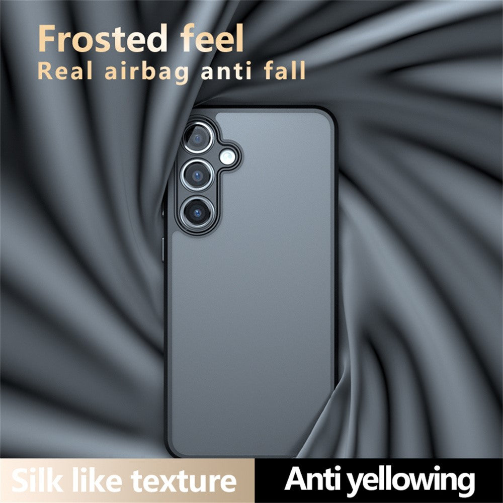 For Samsung Galaxy S24 FE Case Skin-Touch TPU + PC Matte Phone Back Cover, Transparent Black