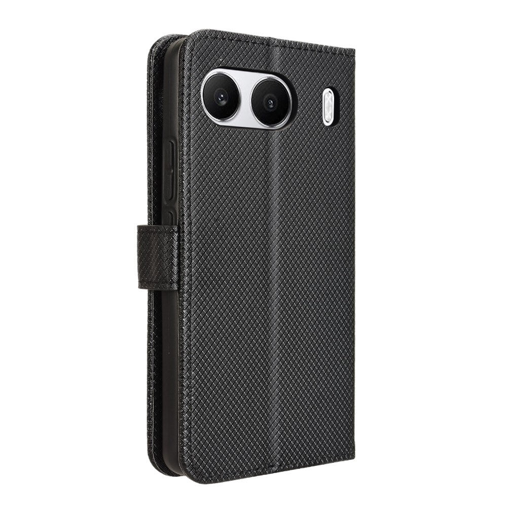 OnePlus Nord 4 5G mobilstativskal Diamantstruktur PU-läderfodral Plånbok