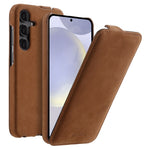 MELKCO Vertikalt Flipfodral för Samsung Galaxy S24+ i äkta läder