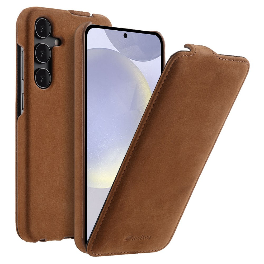 MELKCO Vertikalt Flipfodral för Samsung Galaxy S24+ i äkta läder