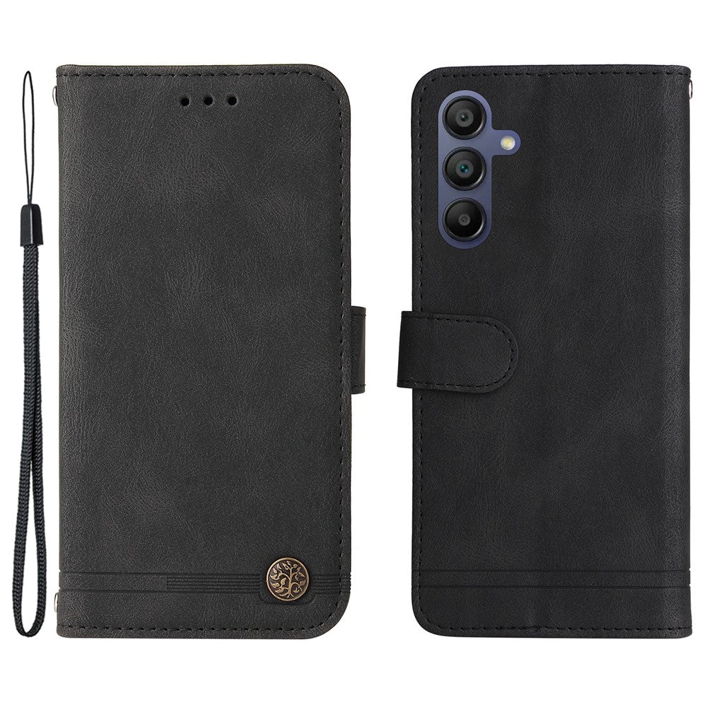 Samsung Galaxy A18 5G / A18 4G / A17 5G / A17 4G / A26 5G / A16 5G / A16 4G Läderplånboksfodral Skin Touch mobilskal Stativ med Rem