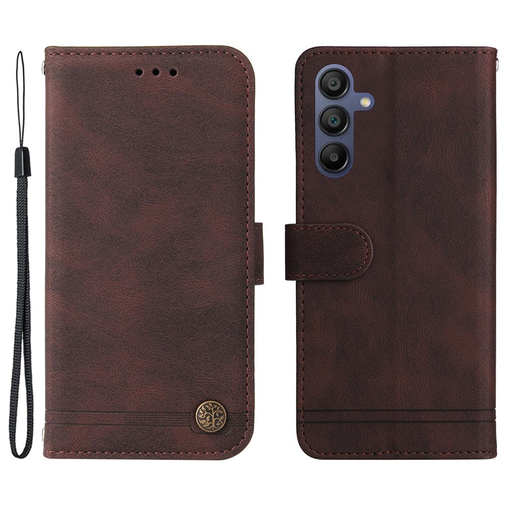Samsung Galaxy A18 5G / A18 4G / A17 5G / A17 4G / A26 5G / A16 5G / A16 4G Läderplånboksfodral Skin Touch mobilskal Stativ med Rem