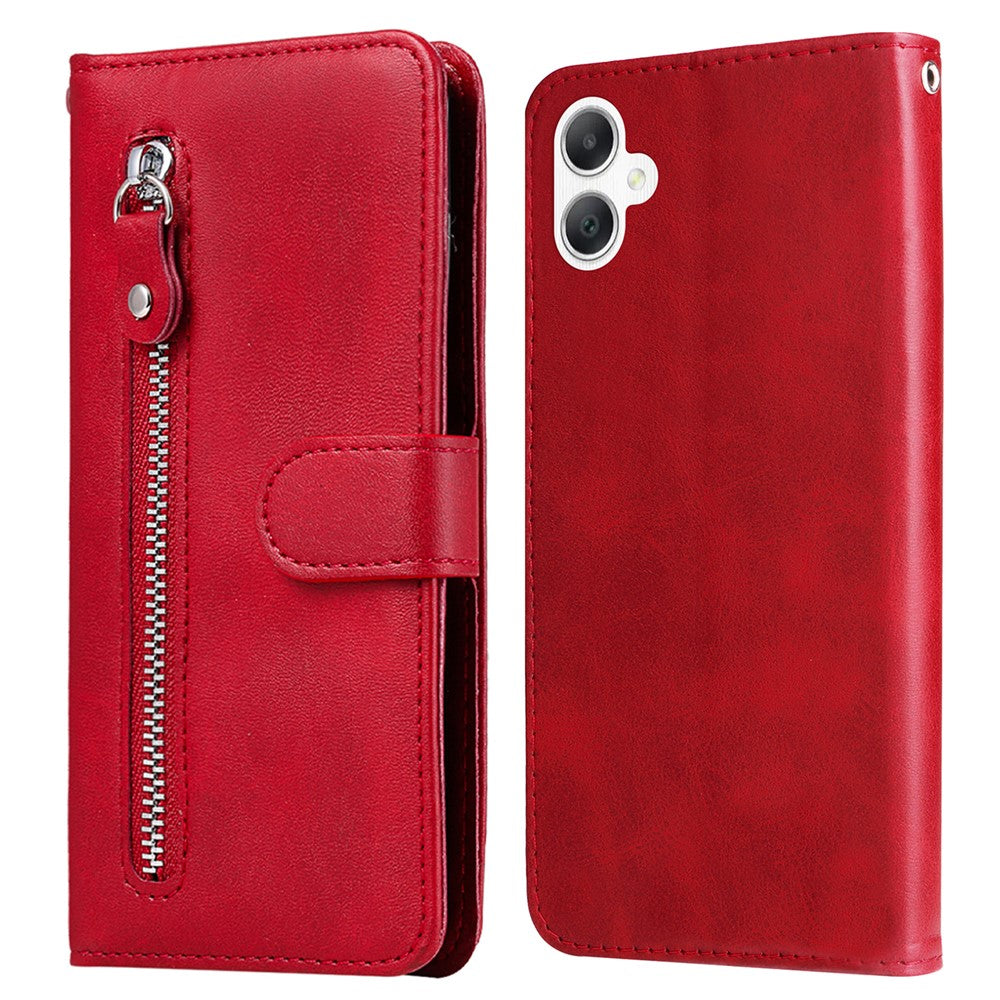 For Samsung Galaxy A06 4G Case Zipper Wallet Calf Texture PU Leather Phone Cover