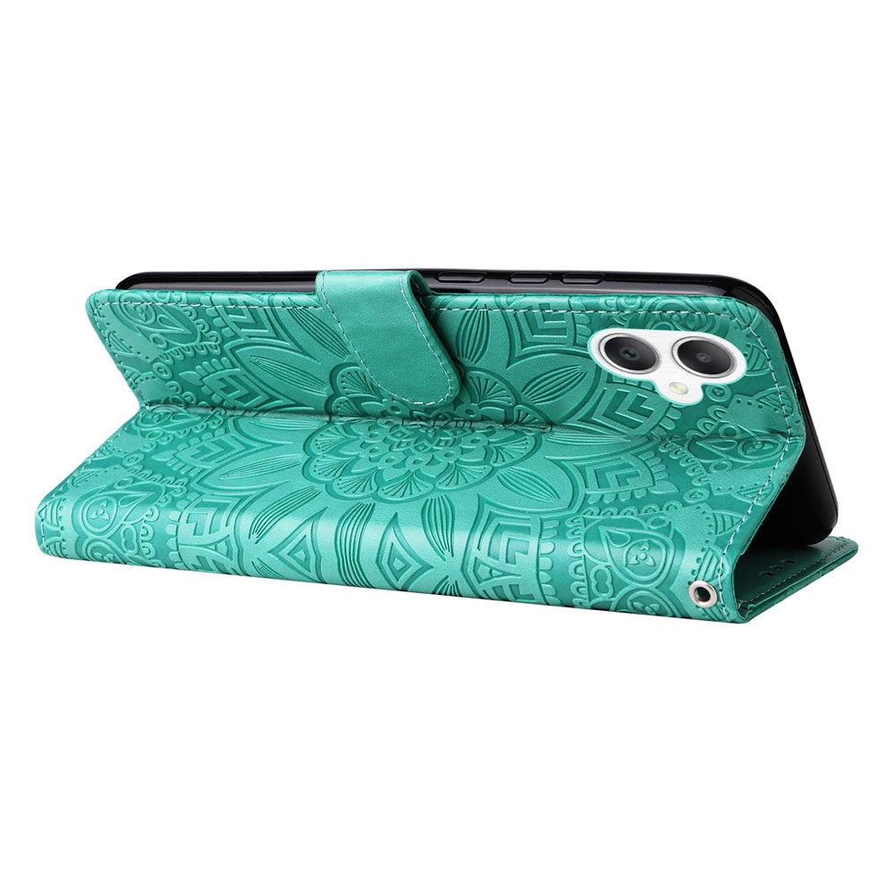 Til Samsung Galaxy A06 4G Etui Solsikkeaftryk Læderpung Telefoncover