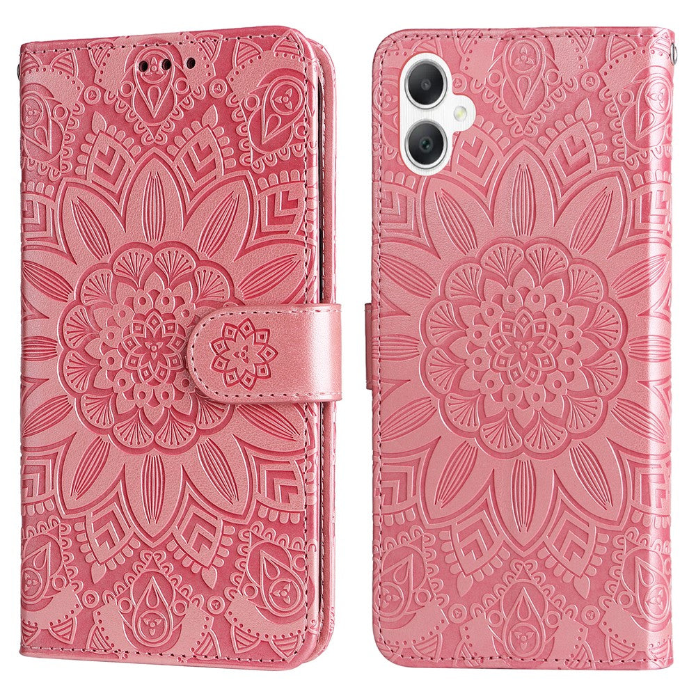 Til Samsung Galaxy A06 4G Etui Solsikkeaftryk Læderpung Telefoncover