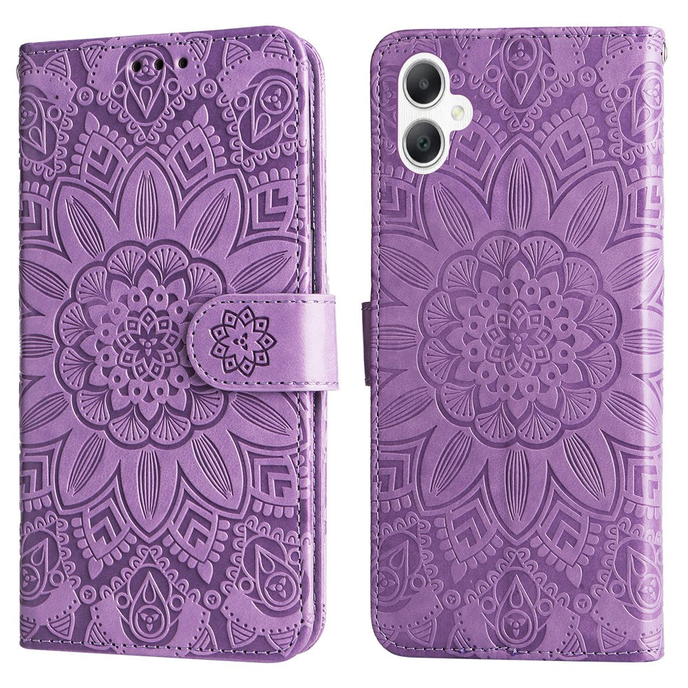 Til Samsung Galaxy A06 4G Etui Solsikkeaftryk Læderpung Telefoncover