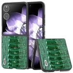 ABEEL For Xiaomi Mix Flip 5G Case Genuine Cow Leather Coated PC Phone Cover Crocodile Texture
