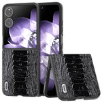 ABEEL For Xiaomi Mix Flip 5G Case Genuine Cow Leather Coated PC Phone Cover Crocodile Texture