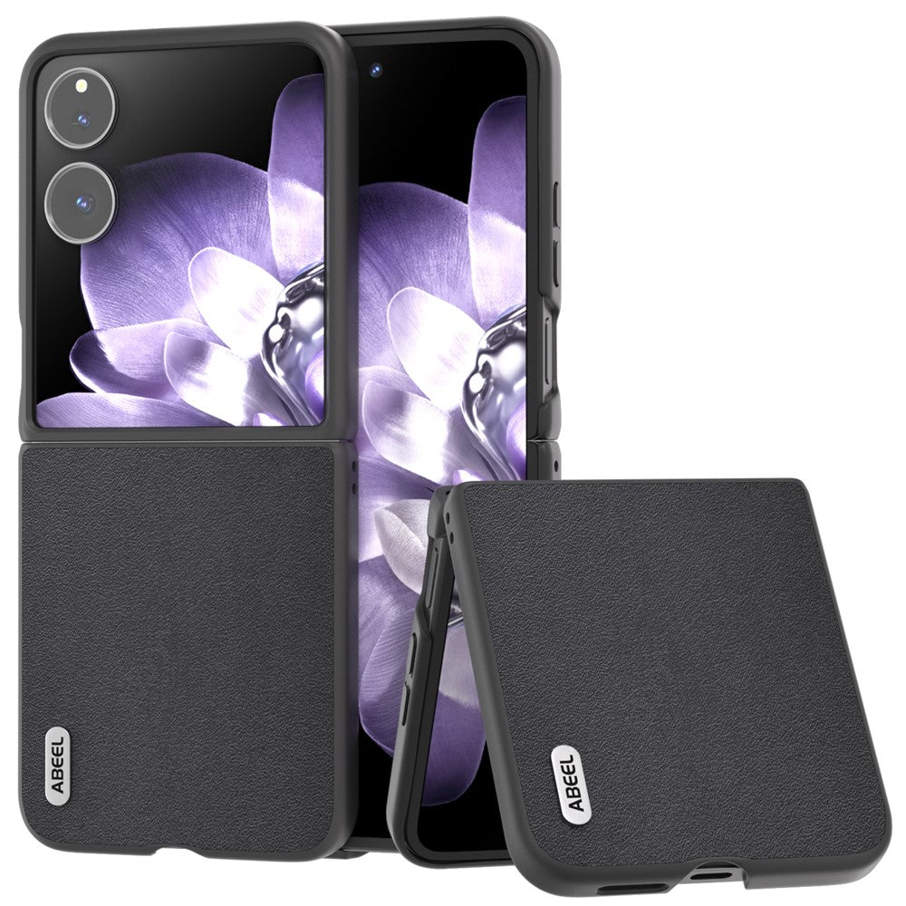 ABEEL For Xiaomi Mix Flip 5G Case Genuine Cow Leather+PC Protective Phone Cover