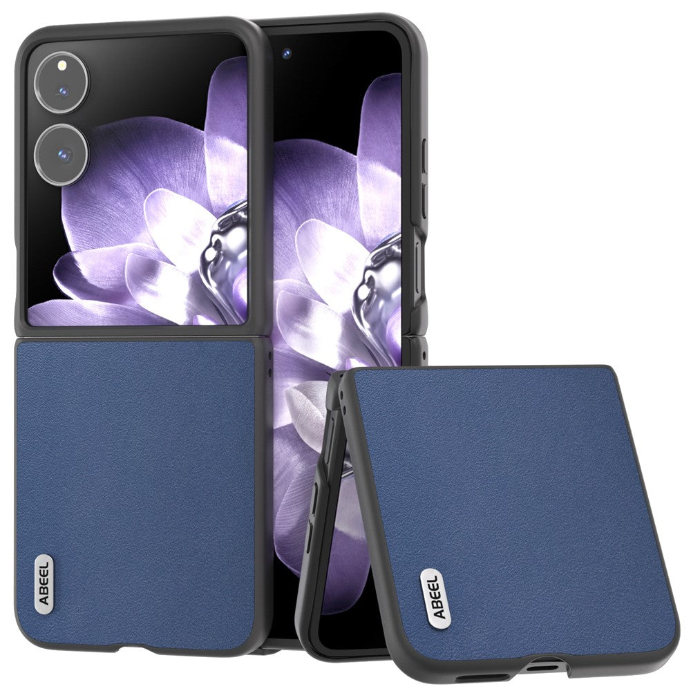 ABEEL For Xiaomi Mix Flip 5G Case Genuine Cow Leather+PC Protective Phone Cover