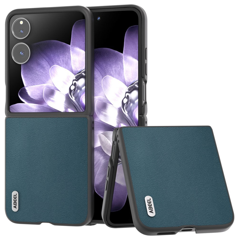 ABEEL For Xiaomi Mix Flip 5G Case Genuine Cow Leather+PC Protective Phone Cover