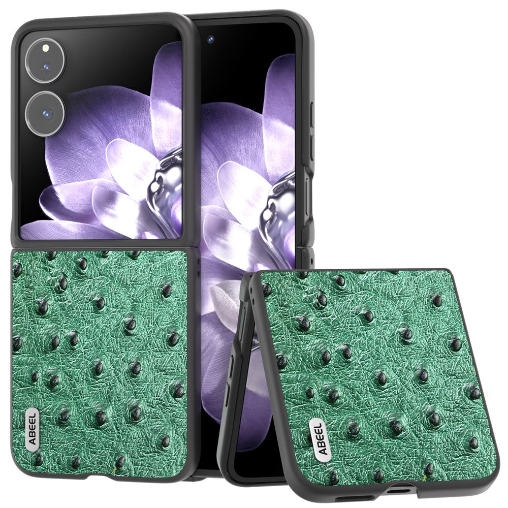 ABEEL För Xiaomi Mix Flip 5G Skal Äkta Koläder + PC Strutstextur mobilskal