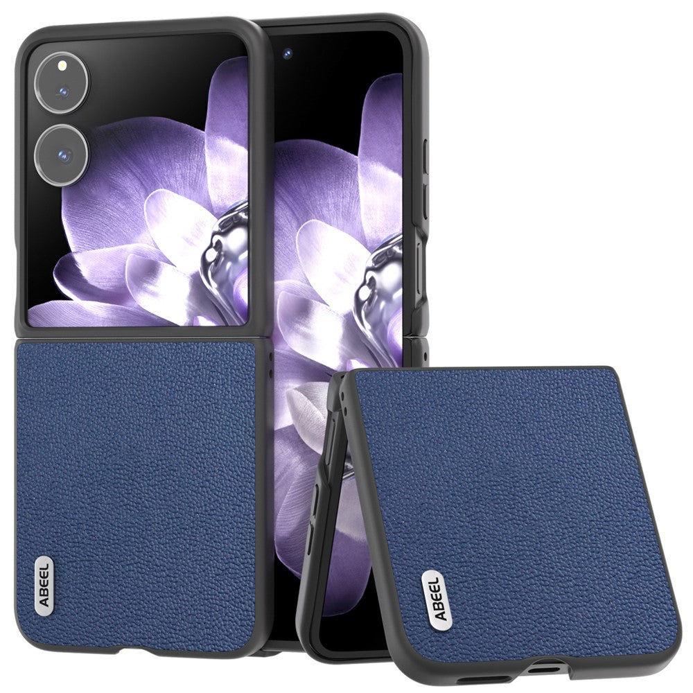 ABEEL För Xiaomi Mix Flip 5G Skal Äkta Koläder Belagt Hårt PC Vikbart mobilskal
