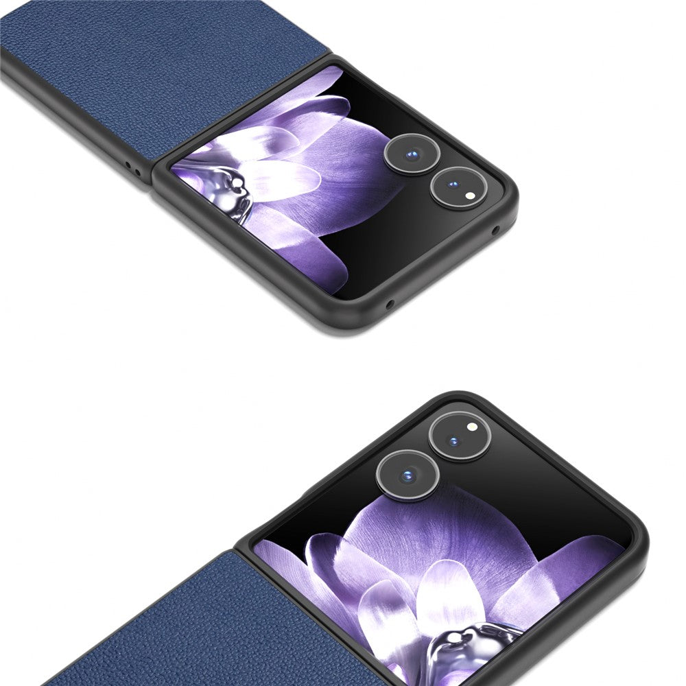 ABEEL cover til Xiaomi Mix Flip 5G i ægte læder med kulfiberbelægning, hårdt PC-materiale og foldbart mobilcover