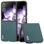 ABEEL cover til Xiaomi Mix Flip 5G i ægte læder med kulfiberbelægning, hårdt PC-materiale og foldbart mobilcover