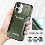 For iPhone 16 Case TPU+PC Phone Protector with Slide Lens Cover