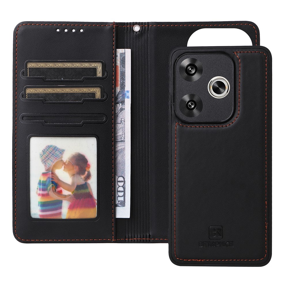 Xiaomi Redmi Turbo 3 5G / Poco F6 5G magnetisk skal BETOPNICE aftageligt PU-lædermobilcover med rem