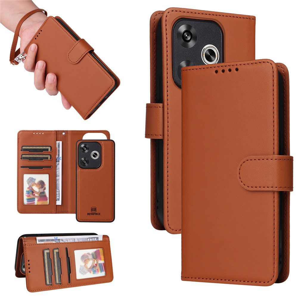 Xiaomi Redmi Turbo 3 5G / Poco F6 5G magnetisk skal BETOPNICE aftageligt PU-lædermobilcover med rem