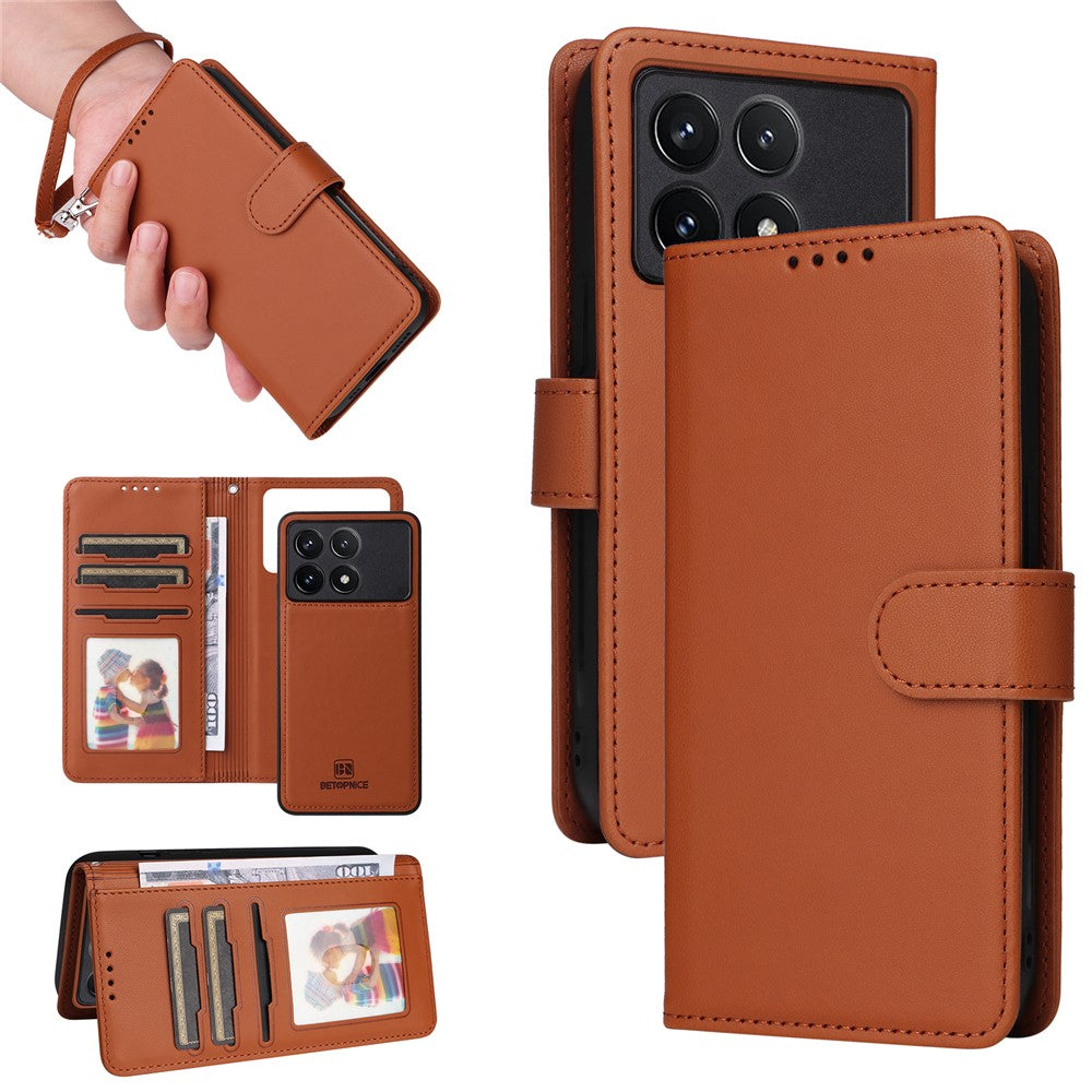 For Xiaomi Redmi K70 Pro 5G / K70 5G / Poco F6 Pro 5G Magnetic Case BETOPNICE Detachable PU Leather Phone Cover with Strap
