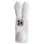 For iPhone 16 Pro Case Bunny Ears Furry Soft TPU Protective Phone Cover