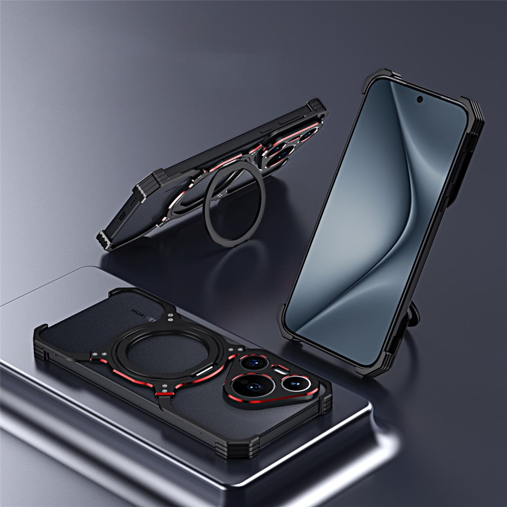 For Huawei Pura 70 Magnetic Case Kickstand Metal Bumper Phone Cover