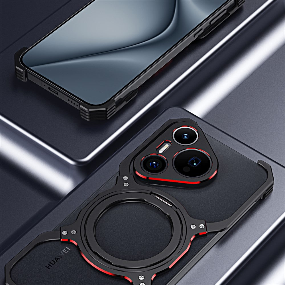 For Huawei Pura 70 Magnetic Case Kickstand Metal Bumper Phone Cover