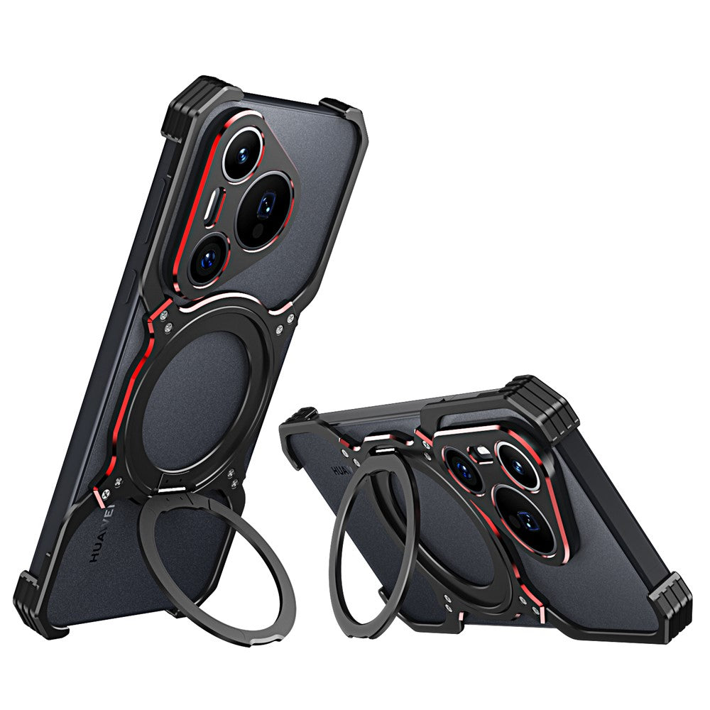 For Huawei Pura 70 Magnetic Case Kickstand Metal Bumper Phone Cover