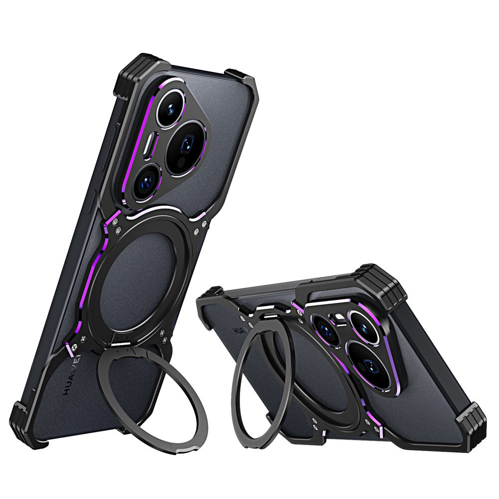 For Huawei Pura 70 Magnetic Case Kickstand Metal Bumper Phone Cover