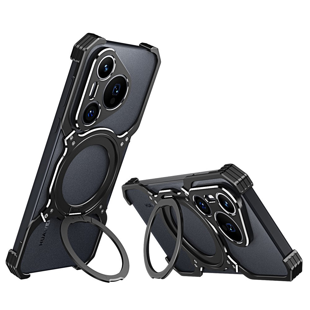 For Huawei Pura 70 Magnetic Case Kickstand Metal Bumper Phone Cover
