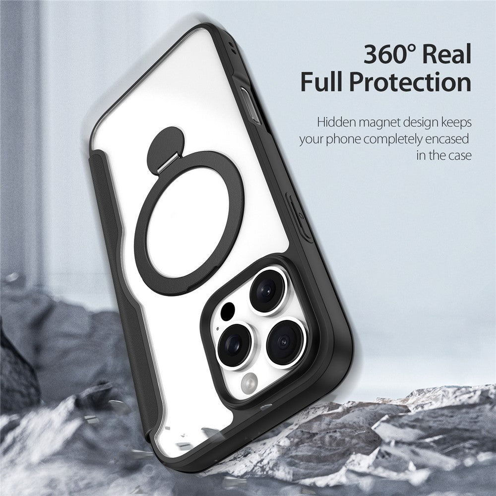 DUX DUCIS Skin X Pro Series for iPhone 16 Pro Max Magnetic Case Kickstand Leather Flip Phone Cover